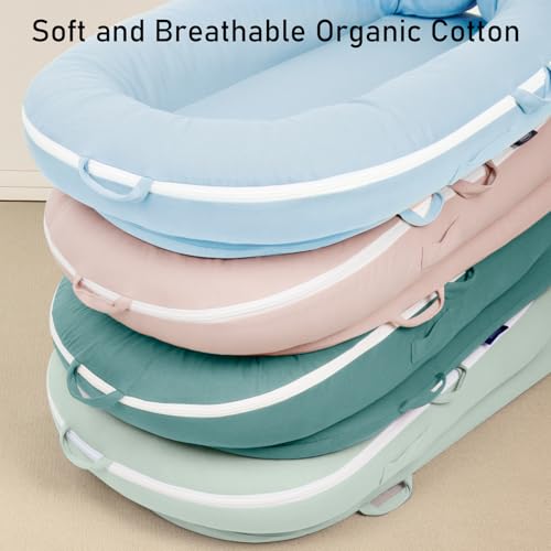 Image of Organic Replacement Cover with Waterproof Pad | Premium Quality Spare Cover Certified Organic Cotton | Protects Against leaks | [Fits Dockatot Deluxe + Docks] (Cover Only) (Baby Blue)