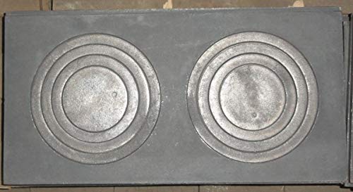 Home&Wood - Placa de hierro fundido para horno con 2 agujeros (60 x 30 cm, hierro fundido)