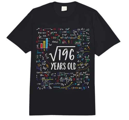 Square Root of 196 14th Birthday 14 Year Old Gifts Math Bday Comfort Colors Adult Heavyweight T-Shirt