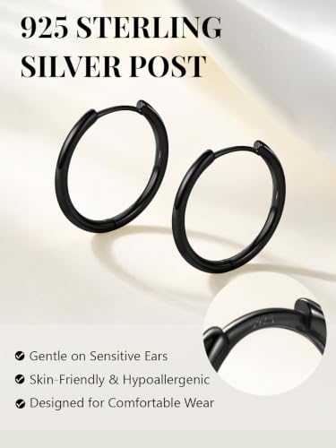 Image of Silvora 14K Gold Plated Huggie Hoop Earrings for Women, Small Sterling Silver Hoops, Hypoallergenic Cartilage Earrings for Sensitive Ears 8 /10 /12 /14 /16 /18 /20MM