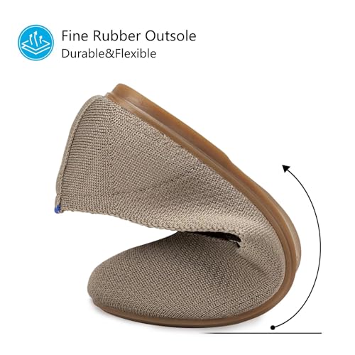 Image of Frank Mully Women's Ballet Flat Shoes Knit Dress Shoes Round Toe Slip On Ballerina Flats for Woman Low Wedge Comfort Soft