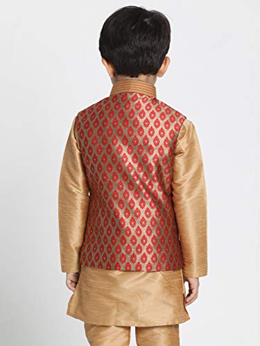 Image of VASTRAMAY Black Cotton Silk Blend Boys Nehru Modi Jacket