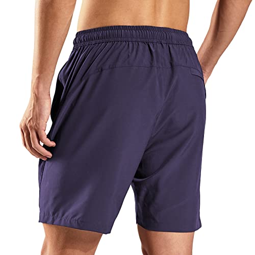 Haimont Mens Athletic Shorts 7 Inch Inseam, Quick Dry Running Shorts Without Liner, Workout Shorts With Zip Pockets, Deep Purple, L #TOP5
