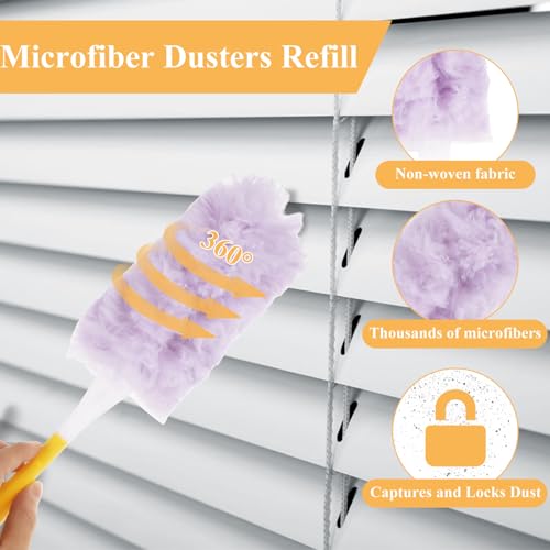 Image of JMIATRY 50 PCS 360 Degree Disposable Duster Refills for Swiffer Heavy Duty Dusters Pads Multi-Surface Duster Refill with Handle for Swiffer Duster Heavy Duty for Cleaning, Office (Purple)
