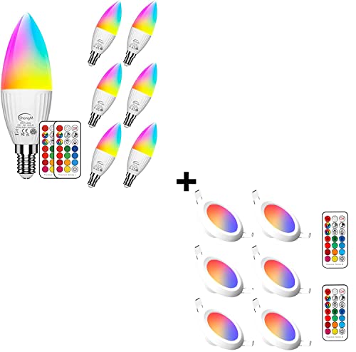 6Pack E12 Led Color Changing Light Bulbs And 6Pack 4Inch Led Recessed Ceiling Light Downlight 12W 900 Lm Rgb & Warm White 2700K Dimmable By Remote Control #TOP19