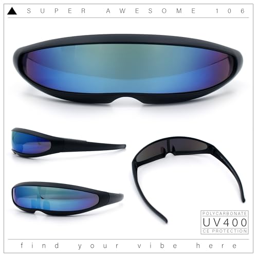 Image of SA106 Mirror Lens Monolens Cyclops Robotic Futuristic Sunglasses
