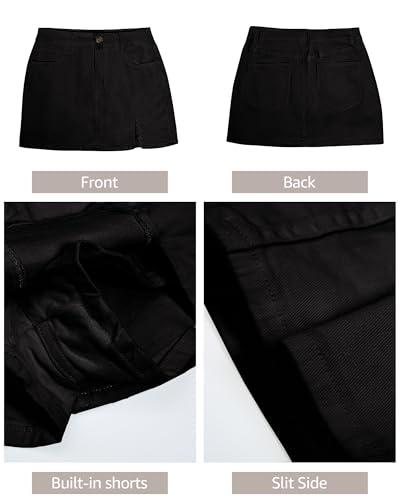 luvamia High Waisted Shorts Women True Black Denim Skirt Womens Cowgirl Outfit Womens Skort Skorts for Women with Pockets Summer Shorts for 2025 True Black Size Medium US 8 to 10