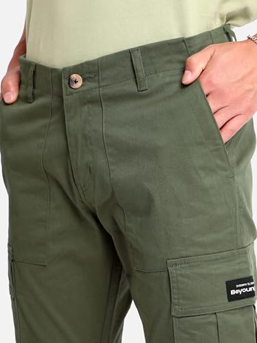 Image of Beyoung Cotton Lycra 6 Pocket Regular Fit Cargo Pants for Men | Cargo Trousers for Men