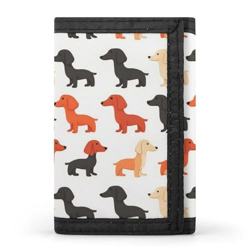 Cute Dachshund Puppy Print Wallet for Men, 8 Credit Card Holder Slim Minimalist Front Pocket Small Mens Bifold Wallets