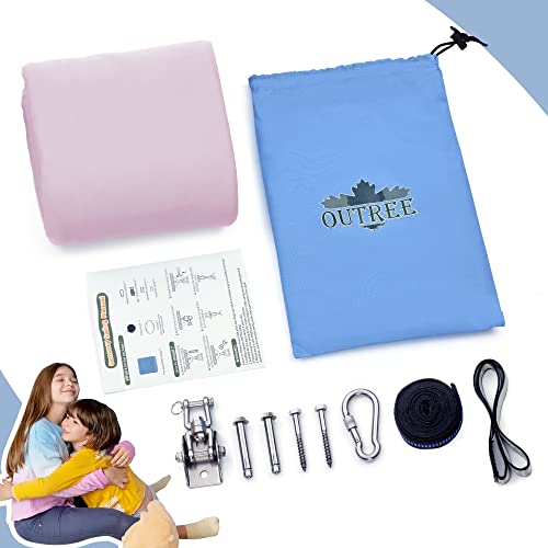 OUTREE Sensory Swing, Double Layer Therapy Swing with 360° Swivel Hanger, Healing & Relaxing Cuddle Sensory Swing for Kids and Adults with Autism, ADHD, Sensory Processing Disorder(Pink and Gray) - Image 7