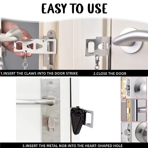 Yuchengxiang Portable Door Lock - Home Security Locker for Travel Lockdown, AirBNB - Heavy Duty Anti-Theft Safety Privacy Lock (Black) - Image 4