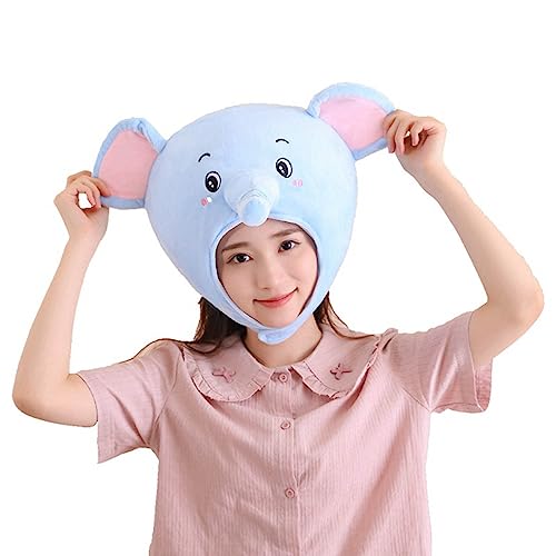 かぶり物 おもしろ 象 帽子 キャップ ゾウ コスプレアニマル 被り物 ぬいぐるみ もこもこ フワフワ 可愛い 面白い コスチューム 仮装 写真撮影 おもしろグッズ イベント パーティー 多用途 (ブルー)