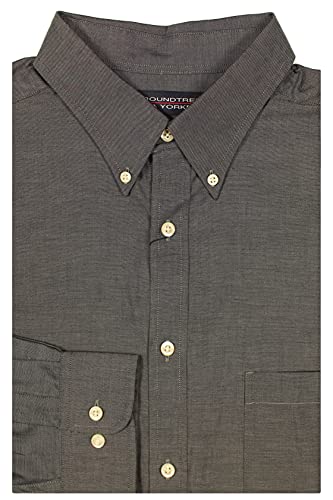 Roundtree & Yorke Lightweight Pinpoint Oxford Men's Long Sleeve Dress Shirt  - Regular Sizes (Black 400, Small) at Amazon Men's Clothing store