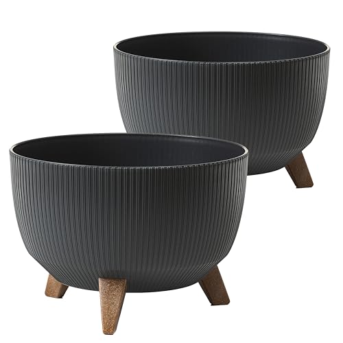 Tymar Macetero Con Patas, Macetas Para Exteriores, Maceta Grande, Macetero, Macetero, Macetero, Macetero Redondo 2 Unidades , Color Antracita, Diámetro De 29 Cm Tymar Macetero Con Patas, Macetas Para Exteriores, Maceta Grande, Macetero, Macetero, Macetero, Macetero Redondo 2 Unidades , Color Antracita, Diámetro De 29 Cm