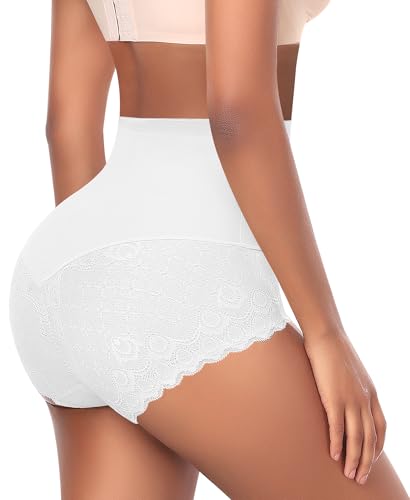 Image of Werena Tummy Control Shapewear Panties for Women High Waist Body Shaper Underwear Lace Shaping Girdle Briefs