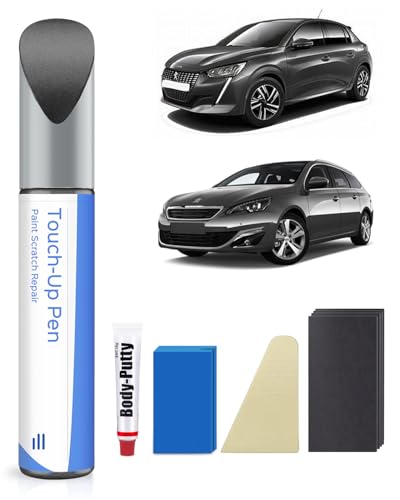 EVL Gris Platinium Kit de retoque para Peugeot Concordancia exacta – Reparación de arañazos y desconchados
