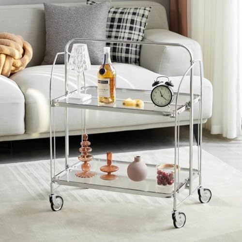 Carrello da bar pieghevole versatile con ruote, carrello da portata per caffè, tè e bevande, ideale per cucina, sala da pranzo e feste