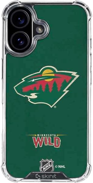 Skinit Clear Phone Case Compatible with iPhone 16 - Officially Licensed NHL Minnesota Wild Solid Background Design