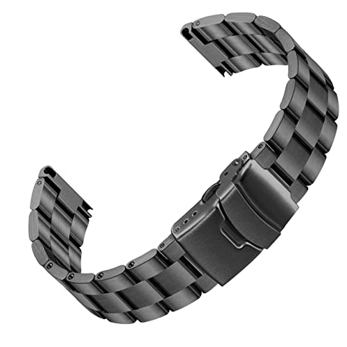 Bracelet de montre 20mm acier inoxydable noir idée cadeau homme et femme