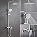 Produktbild WOOHSE Duschsystem mit Armatur, Regendusche 9 Zoll, Duschset mit Ablage, Handbrause 3 Strahlarten, Brause mit Schlauch 1.5m, Duschkopf ABS, Höhenverstellbare Duschstange, Duschsäule Edelstahl
