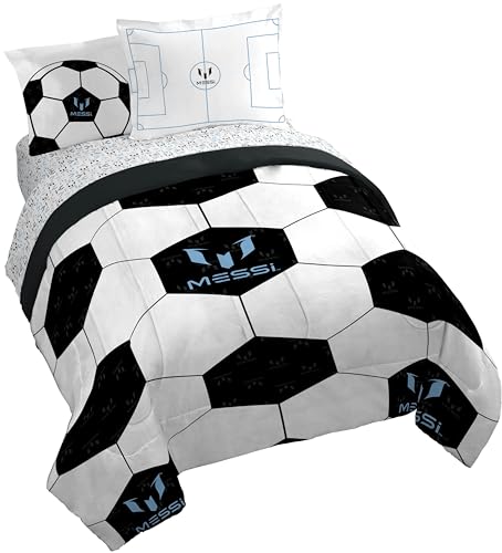 Image of Jay Franco Kids Comforter Set Includes Sheets and Pillow Cover - Soft and Cozy Bed Set for Stylish Room Decor, White - Messi, 7 Piece Queen