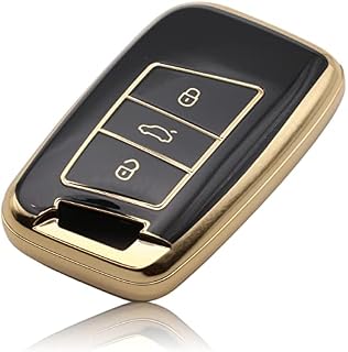 FOAMO Etui na kluczyki samochodowe kompatybilne z VW Passat B8, SEAT, Skoda Keyless  etui na kluczyki samochodowe z TPU, etui ochronne do kluczyków samochodowych, czarne