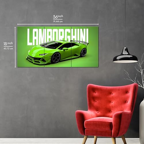 Image of Posternet Super Car Split Poster Set, 12 inch x 18 inch, Split Design Wall Decor Posters For Bedroom, Living Room, Office. (Lambo Front)