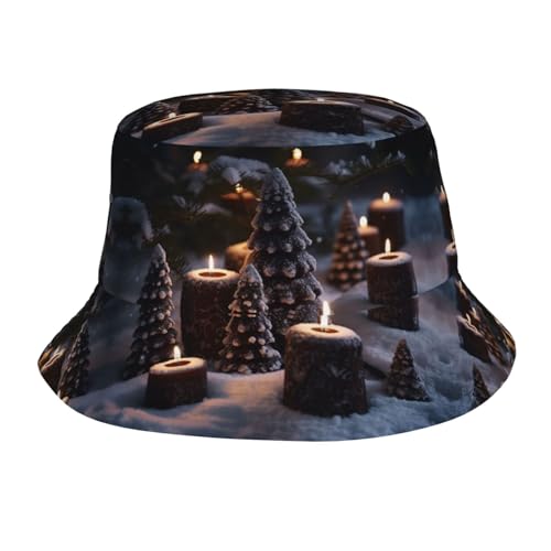 Fashion Bucket Hat for Women Men Packable Cute Sun Hats There is Snow On The Candle Fisherman Cap Outdoor Travel Beach Caps