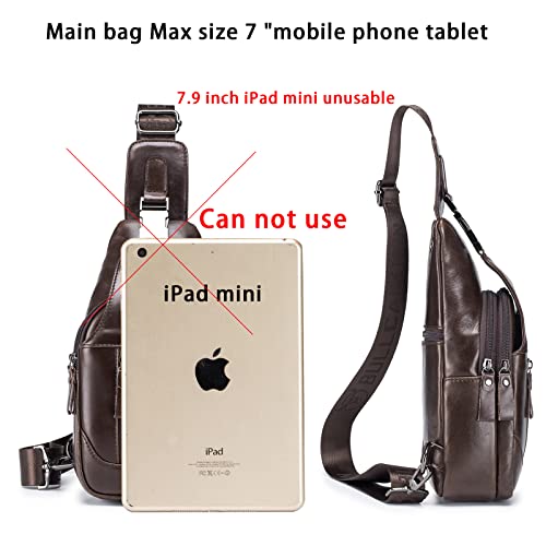 Lukzijaes Genuine Leather Sling Bag For Men Crossbody Shoulder Chest Pack Hiking Casual Daypack Outdoor Travel Backpack (#4-Brown) #TOP3