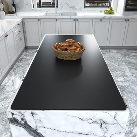 Warome Heat Resistant Mat, 47"x 23" Silicone Mat, Extra Large Silicone Mats for Kitchen Countert, Nonslip Kitchen Countertop Protector for Baking/Crafts, No Creases-Black Cover