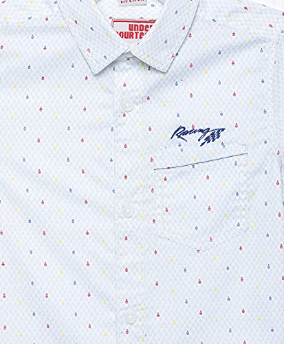 Image of Under Fourteen Only Boys Shirt, 100% Cotton Half Slevees Narrow Collar Regular Fit Printed Shirts for Kids Boys. Cream