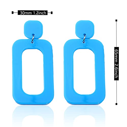Gbahfy Vintage Minimalist Multicolor Acrylic Geometric Square Hollow Drop Dangle Neon Earrings Retro 80S Party Costume Accessory For Women Girls Jewelry Gifts (Light Blue) #TOP3