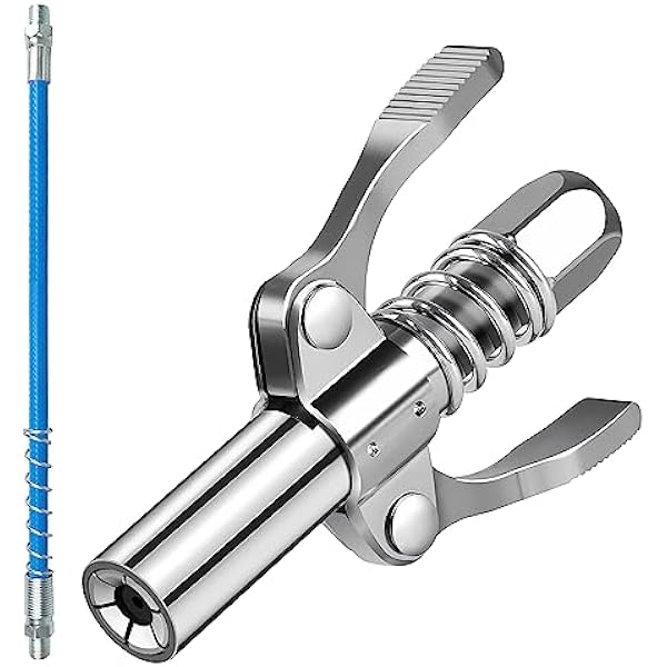 Smarownica ustnik, prasa smarowa do smarowników, 10000 PSI, podwójny uchwyt G Coupler do smarownicy z wężem 30 cm, szczypce blokujące, prasa smarowa, sprzęgło pasuje do standardowych M6/M8/M10/M12/M14