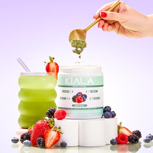Kiala Nutrition Super Greens, Organic Greens Powder with Spirulina & Chlorella for Digestion, Gut Health, Immunity & Energy, Gluten Free, Vegan, Daily Support for Women, Mixed Berry, 30 Servings - Thumbnail 6