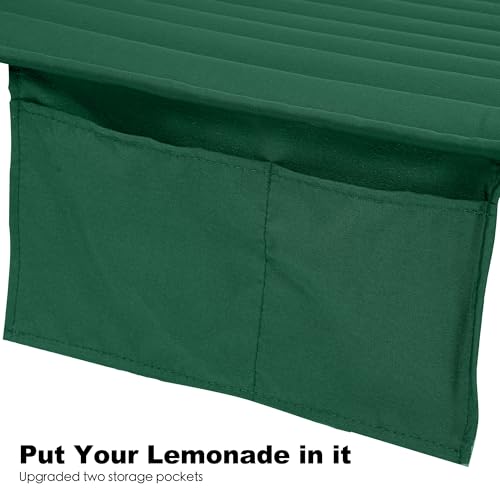 Image of GAFETE Hammock 2 Person Quilted Fabric Hammocks for Outside, Double 12ft Hammocks with Spreader Bar, Large Removable Pillow, Storage Bag, Carabiners, Max 475 lbs Capacity (Night Green)