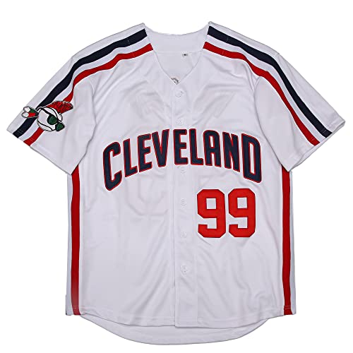 Camiseta de béisbol masculina Ricky Vaughn película #99 bordada 90s Hip Hop (Blanco, Large) miniatura 5