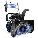 212cc 2-Stage Self-Propelled Gas Snow Blower, 24-Inch Clearing Width, Electric Start & LED Light, 8-Speed Gears (6F/2R), Snowblowers for Sidewalk, Driveway & Heavy Snow Removal