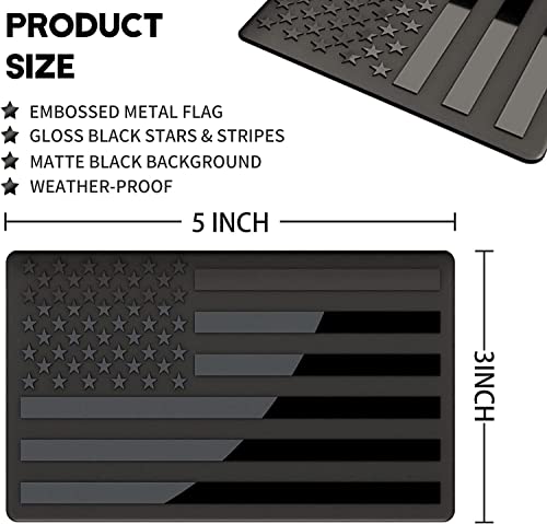 Muzzys (Set Of Two) 3"X5" All Black Subdued Embossed Left & Right American Flag Decal Emblem Sticker Badge No Quarter Given United States Stick On Car Truck Window Glass Made In The Usa #TOP2