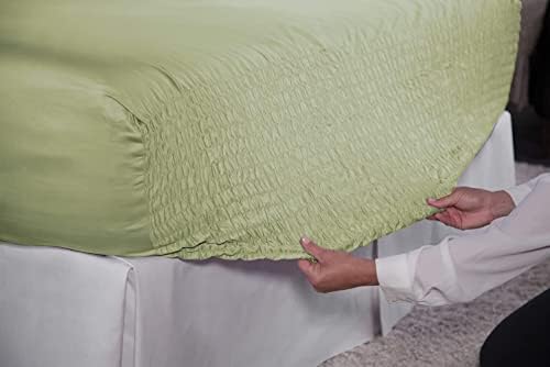 BEDTITE ABSOLUTELY FITTING Cotton Rich 500 Thread Count, King Size Set with Deep Pocket 7” to 20” Fitted Sheet, Flat Sheet and 2 Pillow Cases, Sage