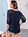 Totatuit Womens 3/4 Sleeves Crochet Hollow Out Knit Tops Summer Fashion Swimwear Beach Cover Ups Trendy 2026 Navy Blue Large