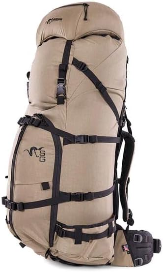 Stone Glacier Sky Guide 7900 Pack with Krux Frame, 7900 Cubic Inches, Tan, Small, Heavy-Duty YKK Zippers, 150+ Pound Load, Made in USA (50115-TN-S)