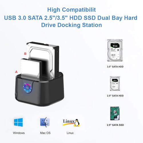 Estación de Acoplamiento Externa USB 3.0 a SATA III Dual Bay miniatura 5