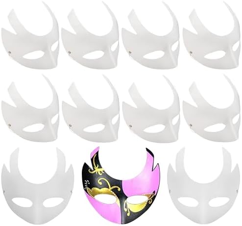 10 Pcs Máscara de Papel Blanco Bricolaje Máscara de Pulpa, DIY Pi...