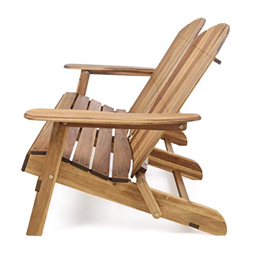 Christopher Knight Home Malibu Outdoor Acacia Wood Adirondack Loveseat, Natural Stained - Thumbnail 5