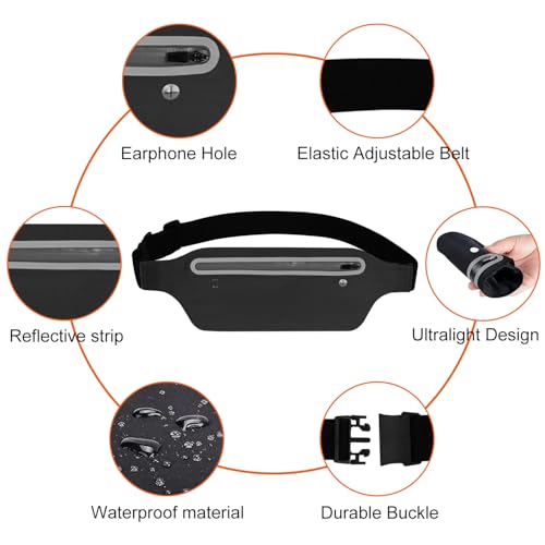 peiqiup Laufgürtel für Handy, Wasserdicht Lauftasche für Damen und Herren, Für Sport Running Joggen Fitnesss Radfahren, Schwarz