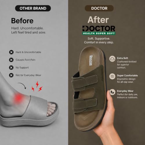 Image of DOCTOR HEALTH SUPER SOFT Men's Adjustable Strap Sandals | Soft Cushioned Footbed | Lightweight Anti-Skid Comfort Sandals | Casual Everyday Wear Slip-On Sandals for Men