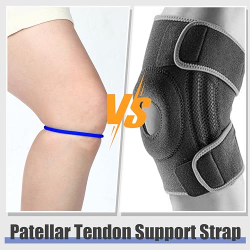Image of Foilswirl Silicone Patella Knee Band for Basketball Patella Tendon Support Knee Pain Running Tendon Brace Support Strap(4,Black and Royal Blue,M)