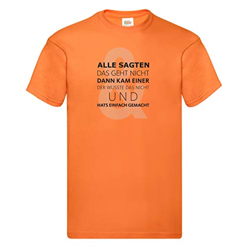 T-shirt à manches courtes pour homme avec inscription en allemand « Alle sagten DASS geht nicht Original » - Orange - 42 Cover