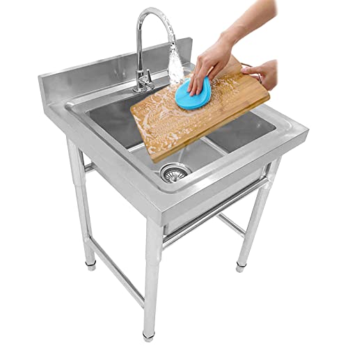 Évier utilitaire à cuve unique inox 1 compartiment avec robinet pivotant