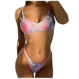 GOKOMO Bikini Damen Set Sexy Leibchen Tie Dye Badeanzug Bademode Zweiteiliger Tankini Schwimmshirt Badeanzüge Strandkleidung Bikini Tanga